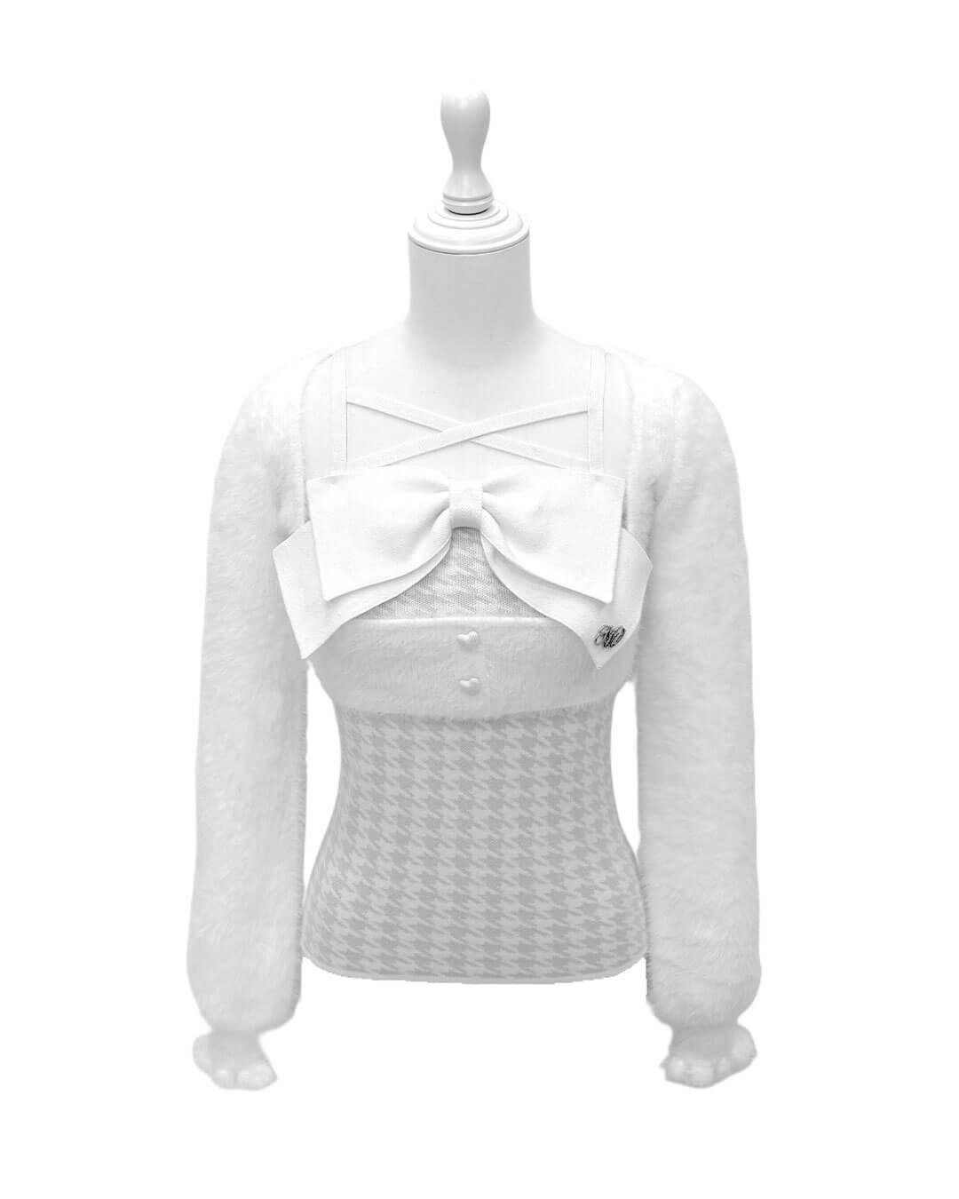 ビッグリボンシャギーアンサンブルトップス ブラック | ファッション