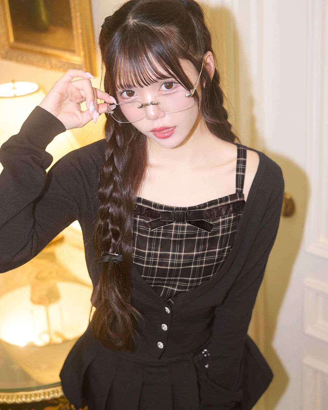 ランダムチェックアンサンブルトップス ブラウン | ファッション通販