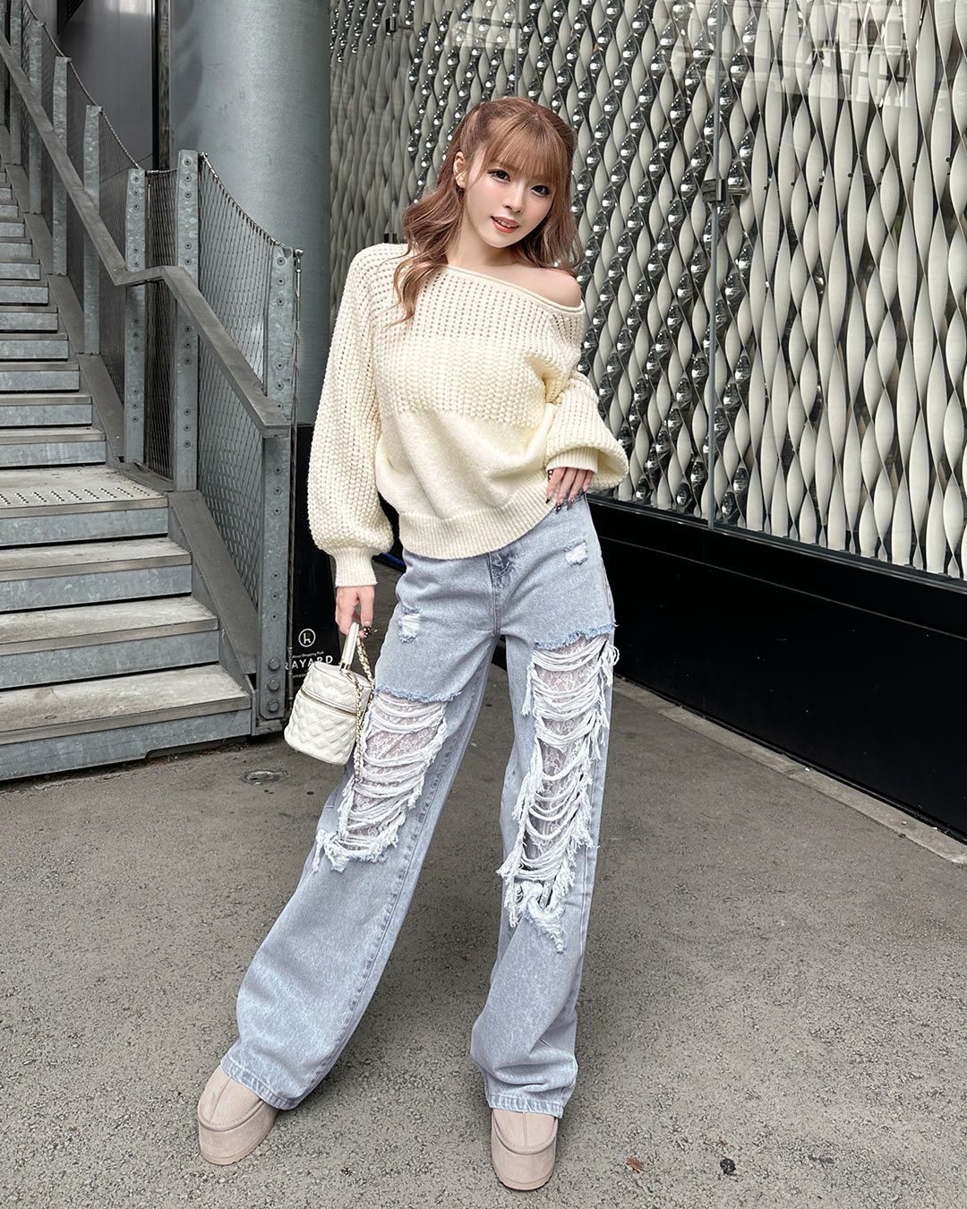 レースクラッシュデニム ライトブルー | ファッション通販＆メディア