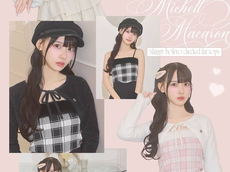 SJJ0358XCシャギーボレロチェックファートップス