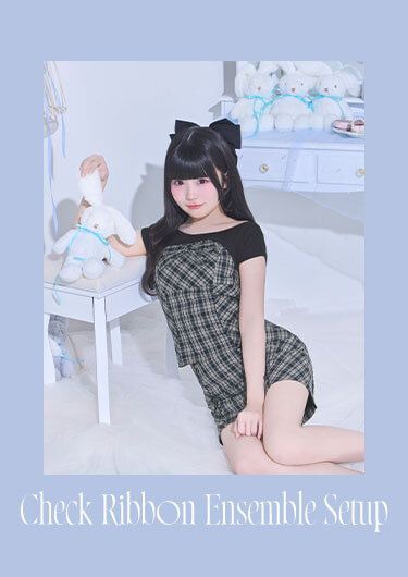 SJJ0454Cリボンフリルチェックセットアップ