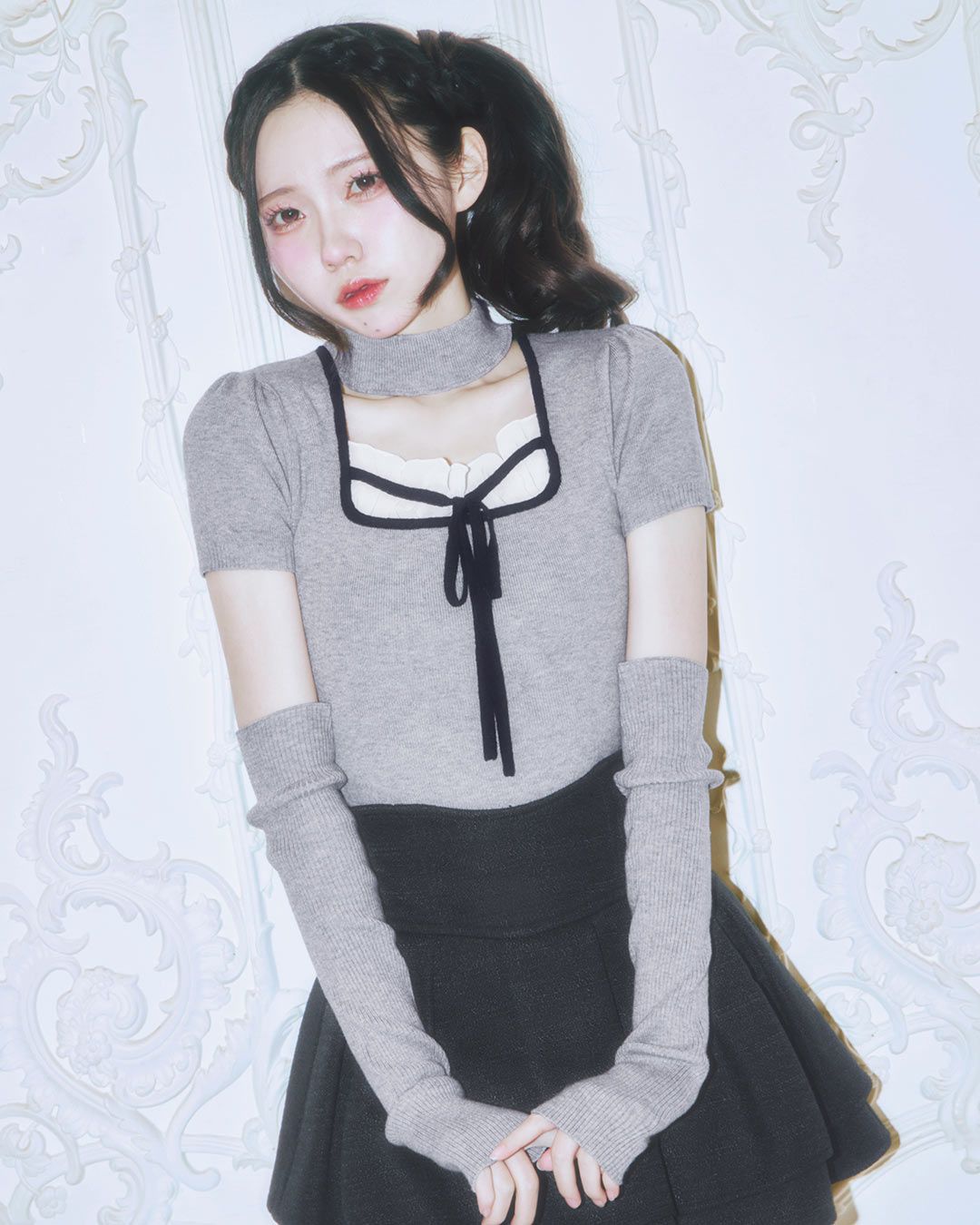 チョーカーニットトップス グレー | ファッション通販＆メディア