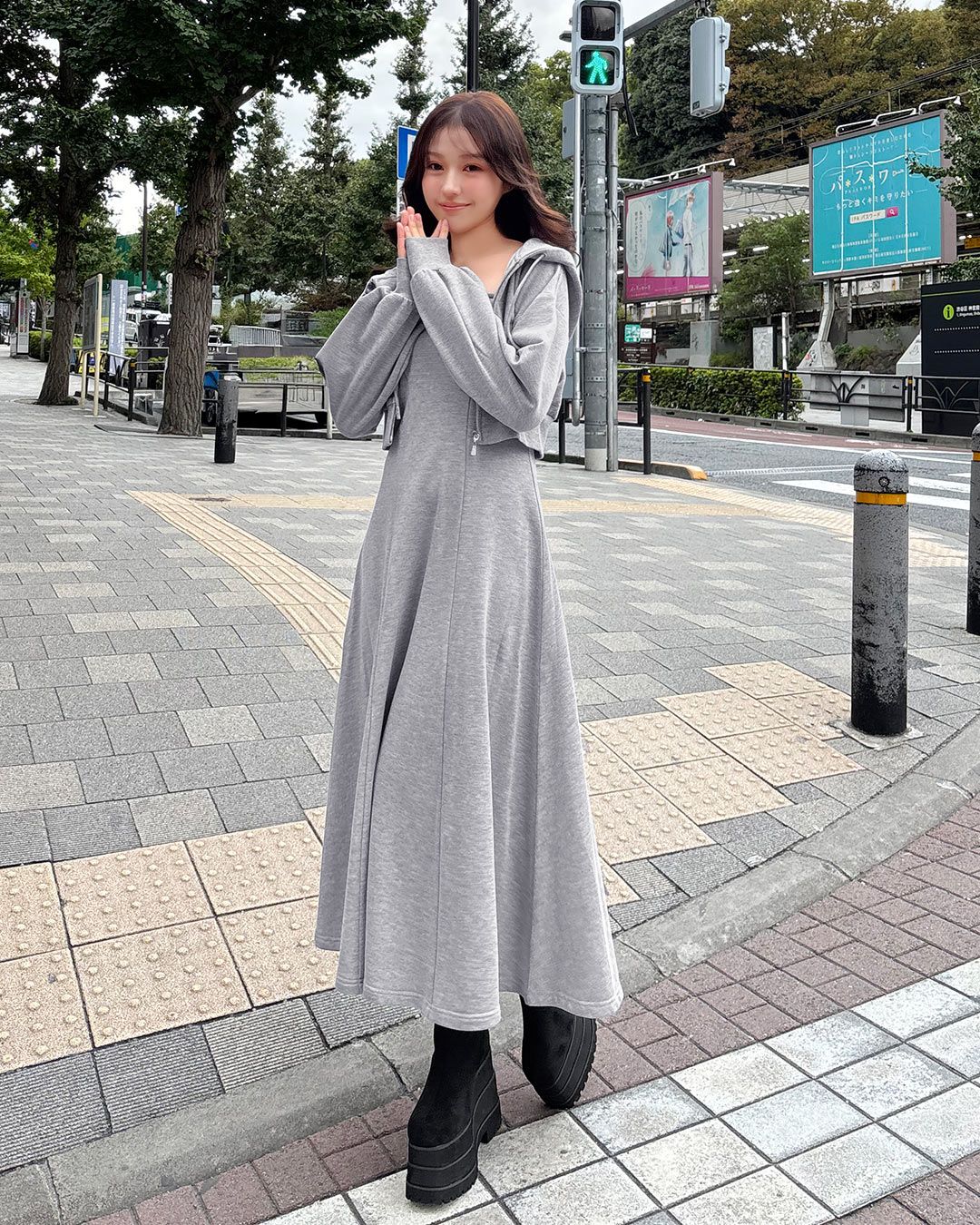 フーディーキャミワンピセットアップ グレー | ファッション通販