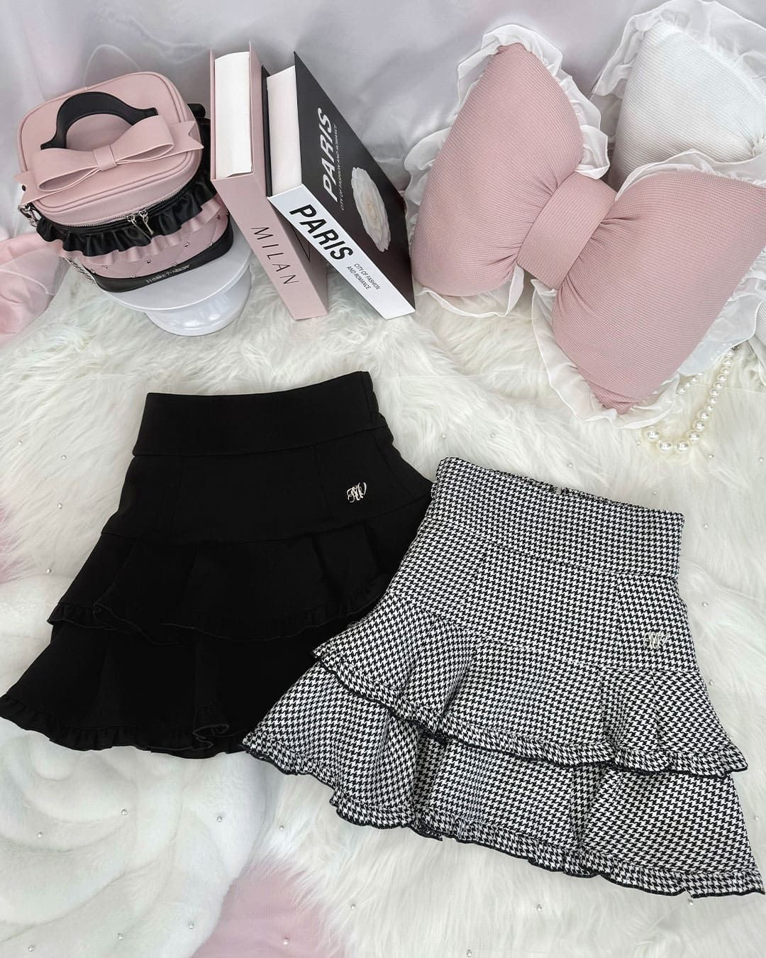 HONEYMEW ツーティアフレアスカート ブラック フリーサイズ ツーティアフレアスカート ブラック | ファッション通販＆メディア