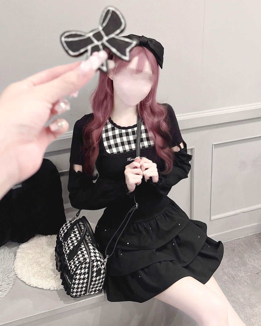 アームリボンスリットギンガムトップス ピンク | ファッション通販