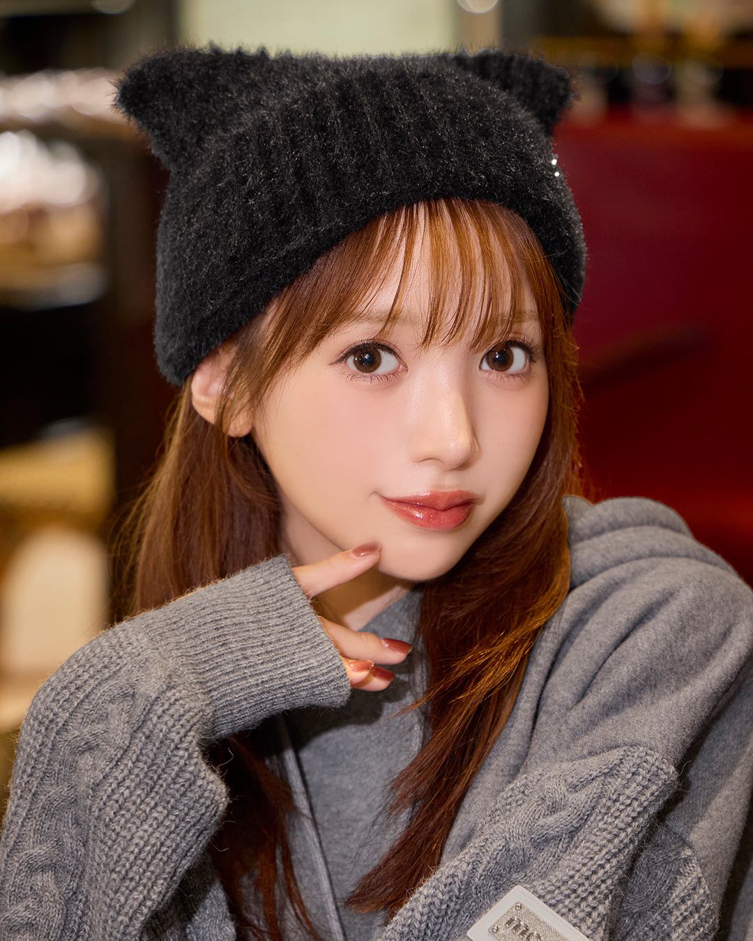 ミシェルマカロン　猫耳ビーニー　ブラック 猫耳ビーニー ブラック | ファッション通販＆メディアMyColor ～マイ