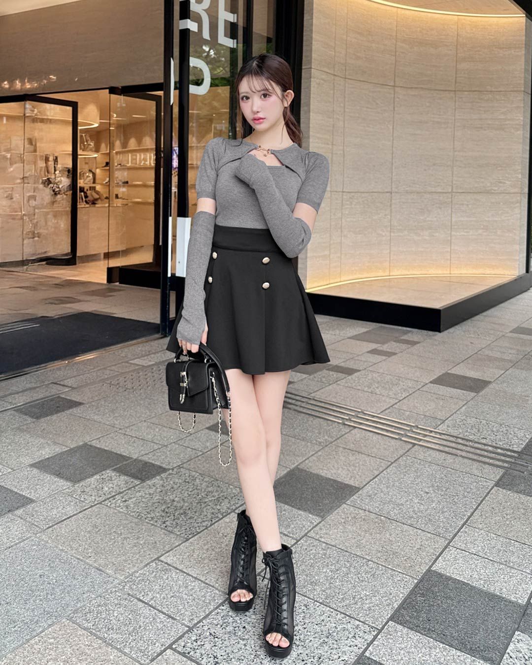 Irene ハイウエストスカート ツイードパイピングハイウエストスカート