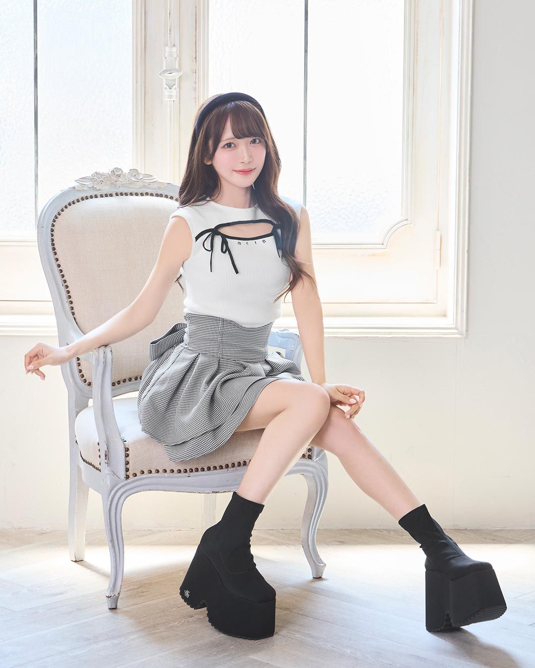 殿堂入り!!美脚になれるスカート♡（インナーパンツ付） M 美脚になれるスカート♥千鳥柄(インナーパンツ付き) ブラック