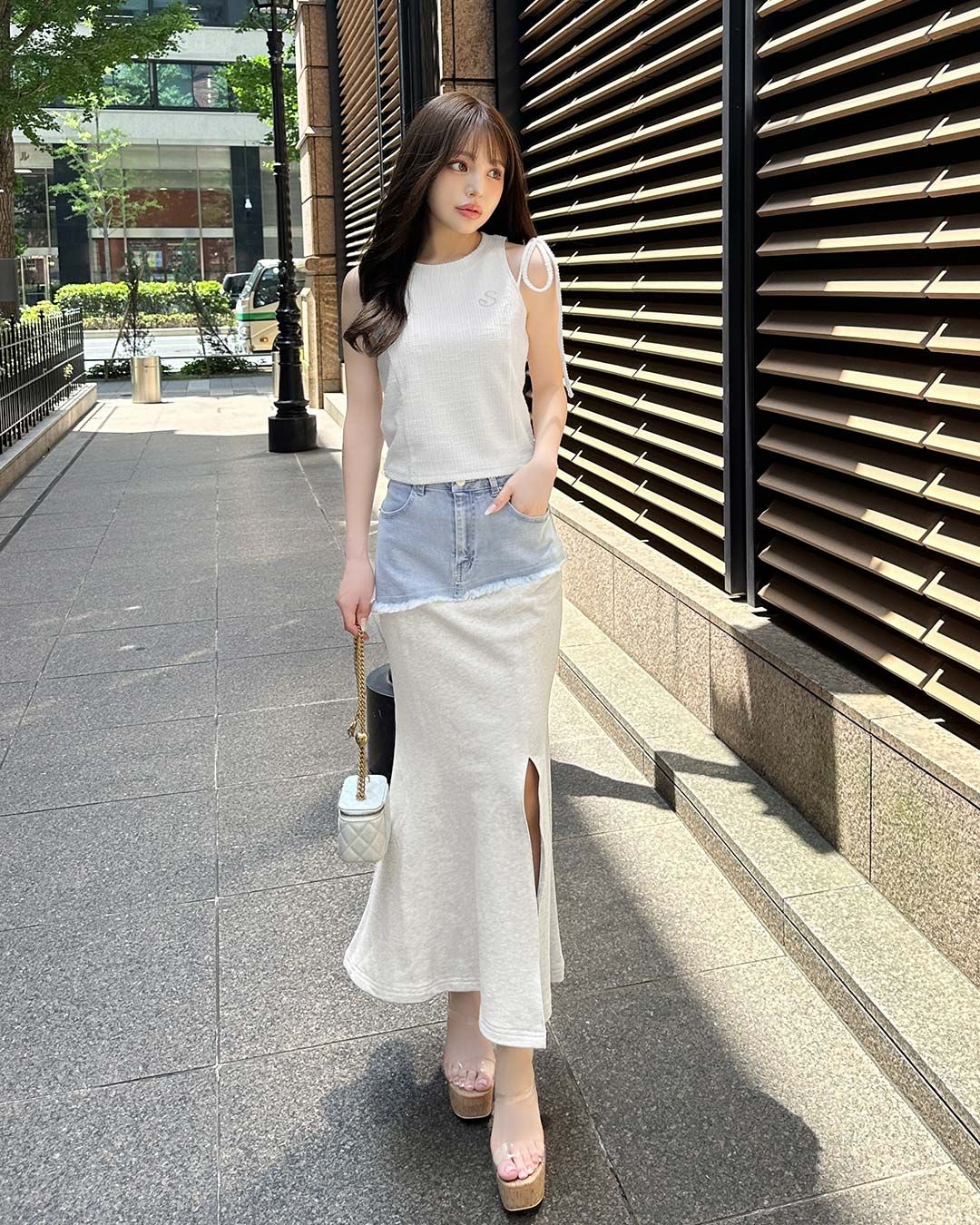 ドッキングデニムマーメイドスカート ライトブルー | ファッション通販