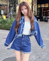 【F】Toironier デニム セットアップ ブルー フリンジデニムセットアップ ブルー | ファッション通販