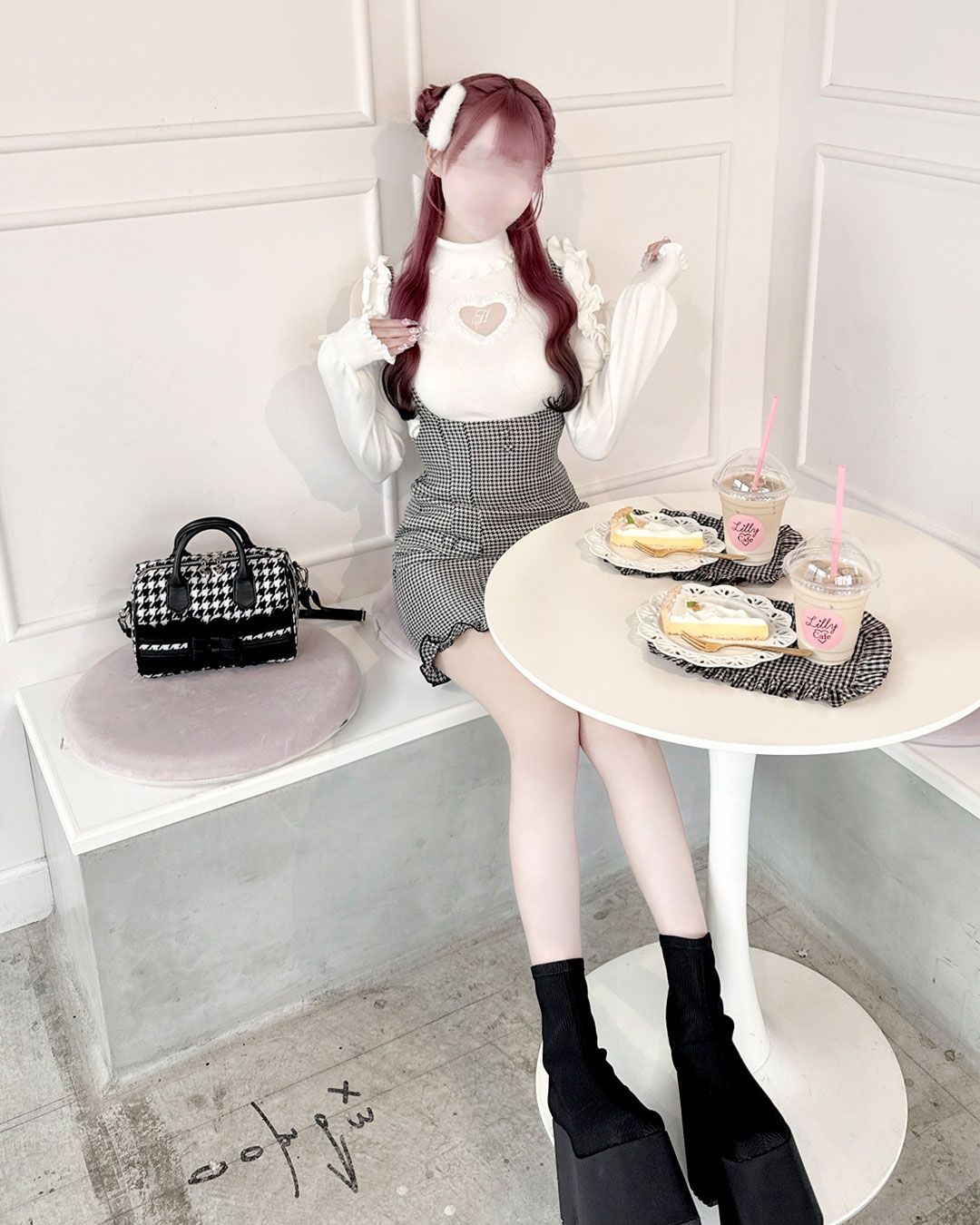 ミシェルマカロン　イモ　ハートカットタートルニット　ハニーミュウ　シエルブルー ミシェルマカロン イモ ハートカットタートルニット ハニー