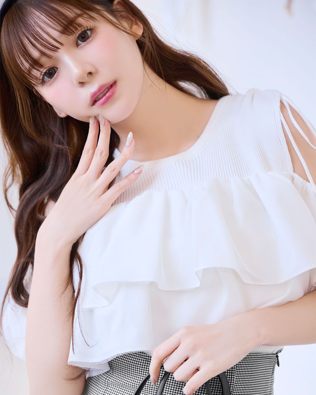 【タグ付】ミシェルマカロン ギャザーフリルニットトップス 美品【ミシェルマカロン】ギャザーフリルニットトップス フリル