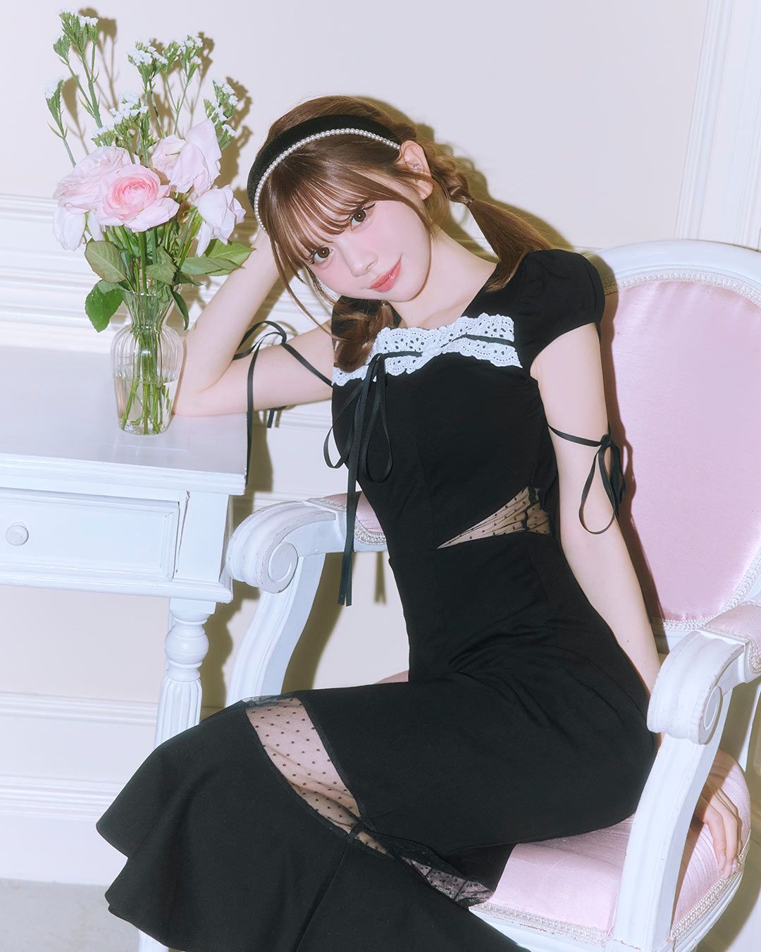 michellMacaron ドットチュールマーメイドワンピース ebaaa416849ac7530a974b3b99d6be