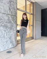 美脚ストレッチフレアデニム ブルー | ファッション通販