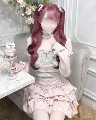 HONEY MEW Bigリボンアンサンブルワンピース ピンク HONEY MEW】TOP