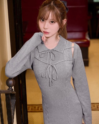 ミシェルマカロン HONEYMEW HW モノグラム ワンピース グレー ワンピース