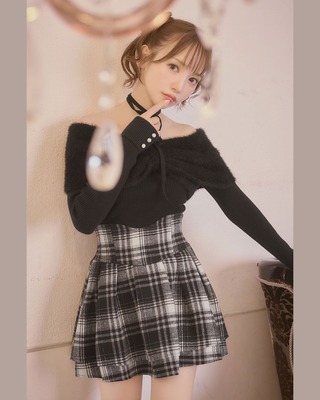 フリルチェックスカート　ミシェルマカロン ミシェルマカロン＊チェックフリルフィッシュテールスカート
