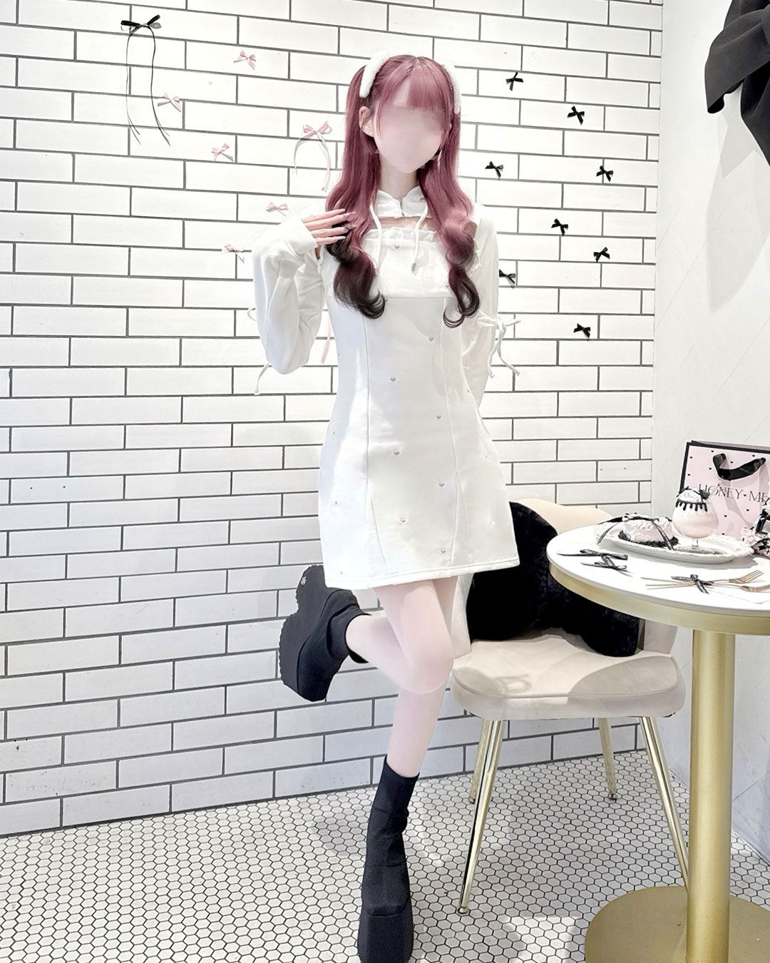 pimiri cafe Collaboration】Luv スウェットアンサンブルパーカー