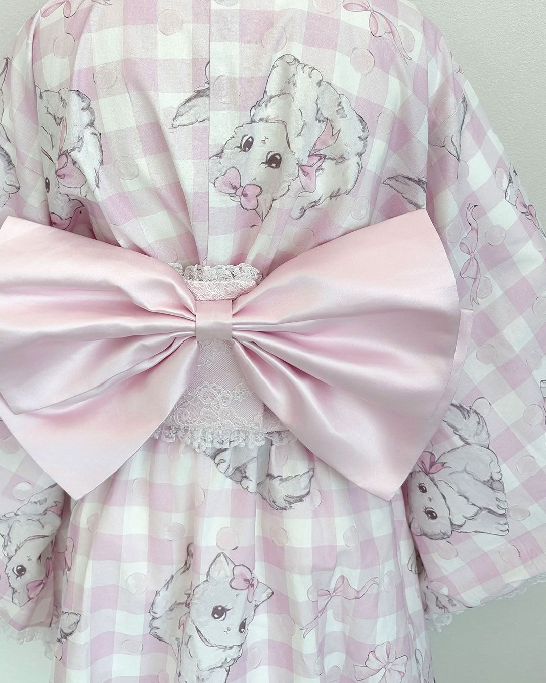 すい〜ときゃっと♡ギンガムレースアップ浴衣 ピンク | ファッション