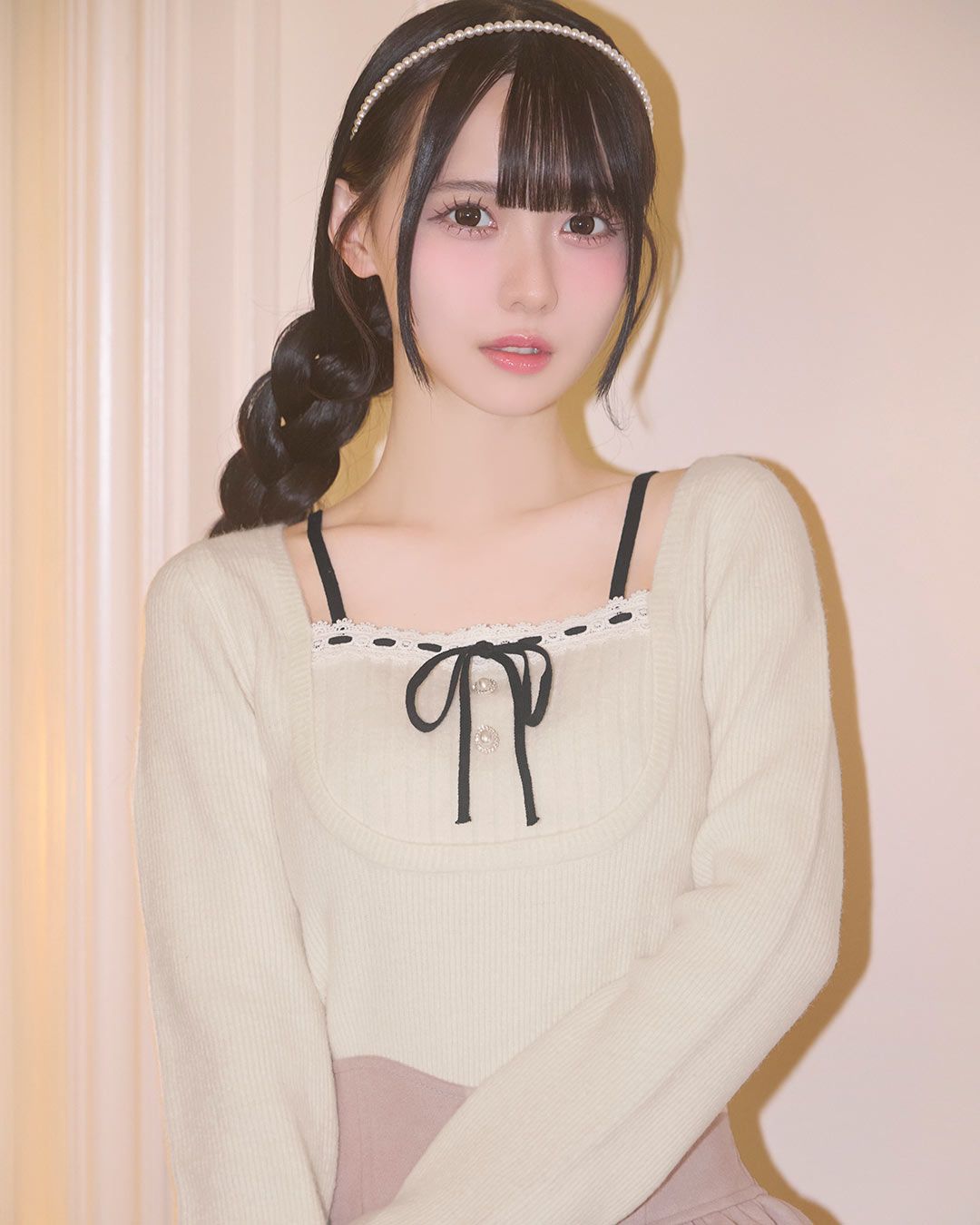 ミシェルマカロン リボンリブニットトップス ミシェルマカロン リボン