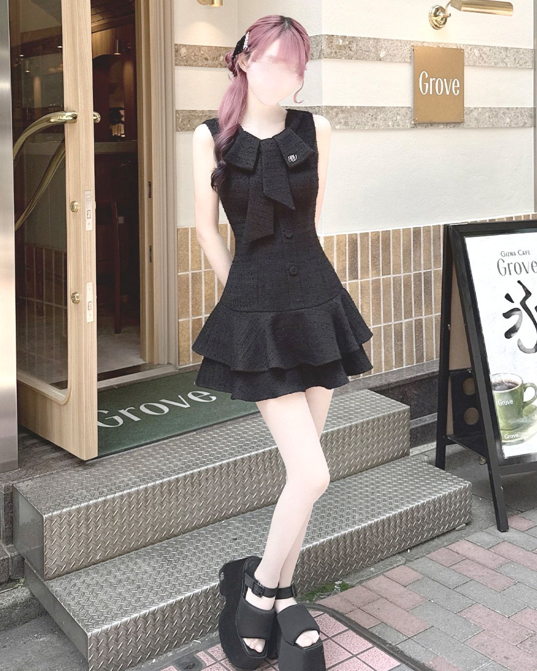 honeymew ボウタイツイードワンピース 5c11359c60ce43bb7852a91eca5361