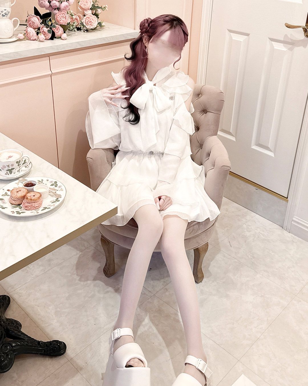 ビッグリボンフリルシフォンワンピース ピンク | ファッション通販