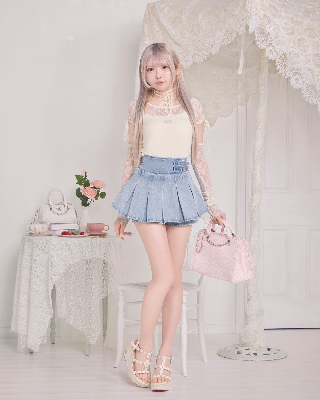 ダブルベルトデニムスカパン グレー | ファッション通販＆メディア