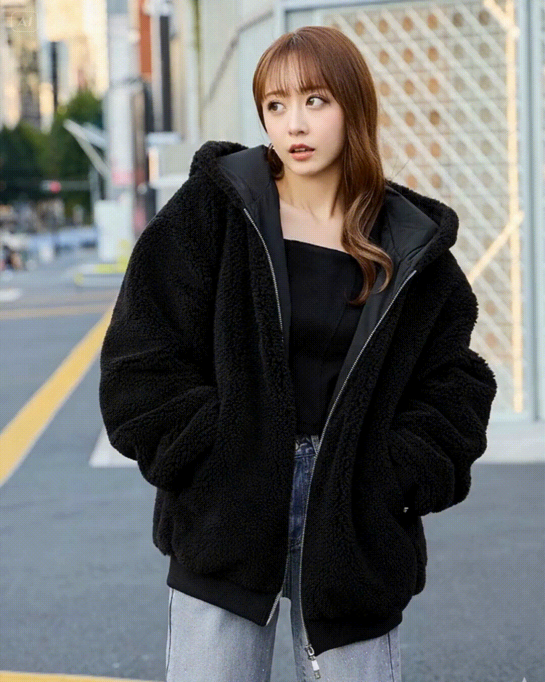 ビジューファーブルゾン ブラック×アイボリー | ファッション通販