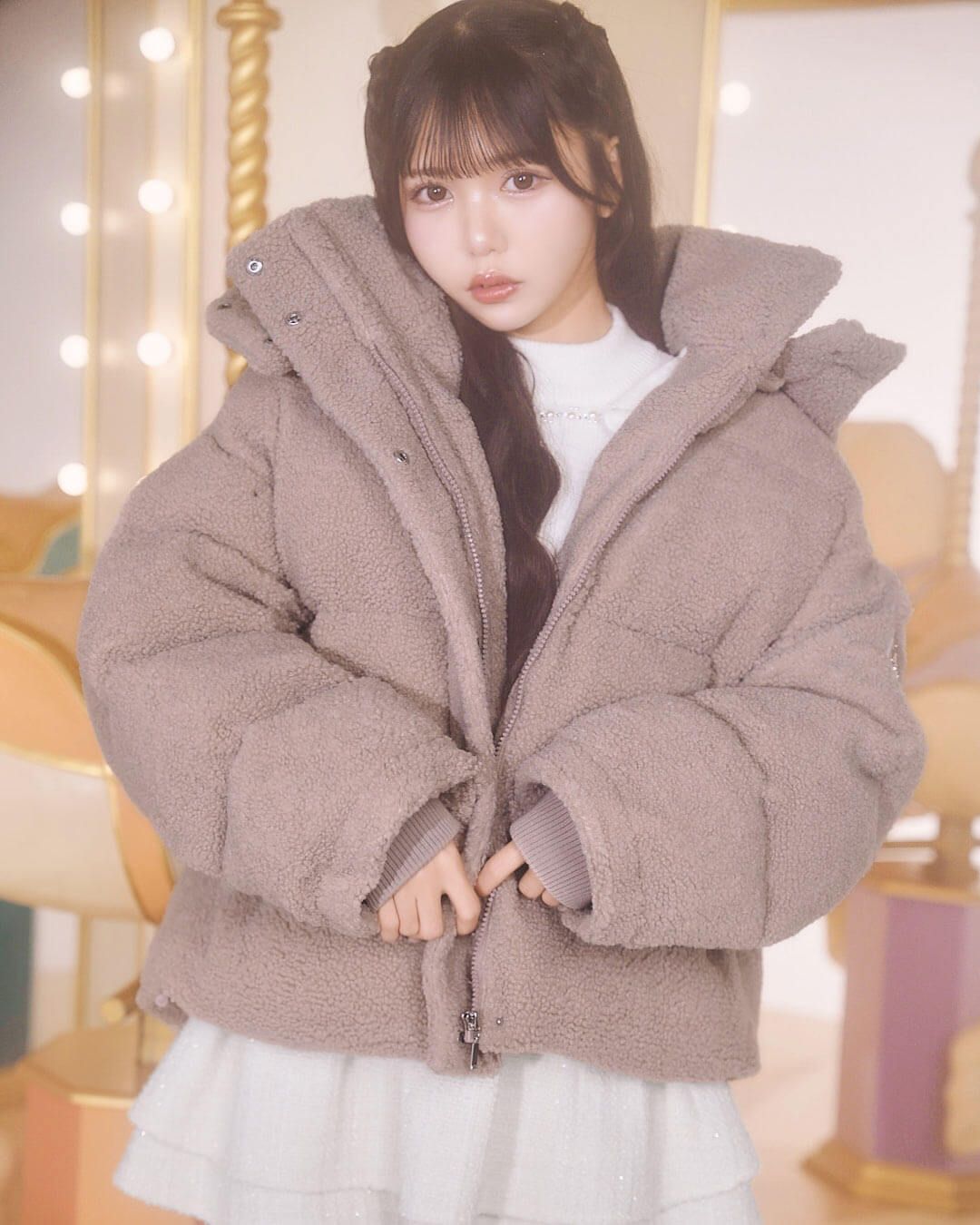 フーディーボアショートブルゾン オフホワイト | ファッション通販