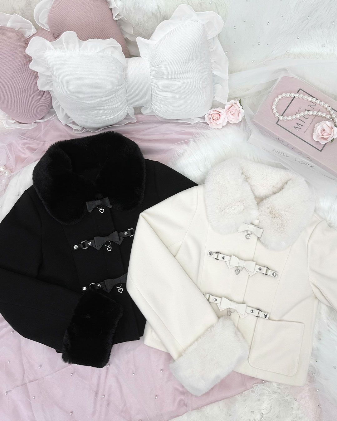 ベルトリボンショートコート ブラック | ファッション通販＆メディア