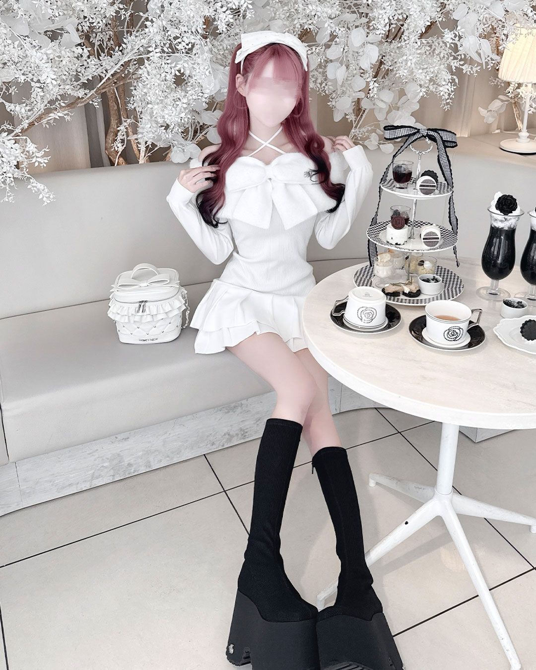 ビッグリボンクロスオフショルワンピ ホワイト | ファッション通販