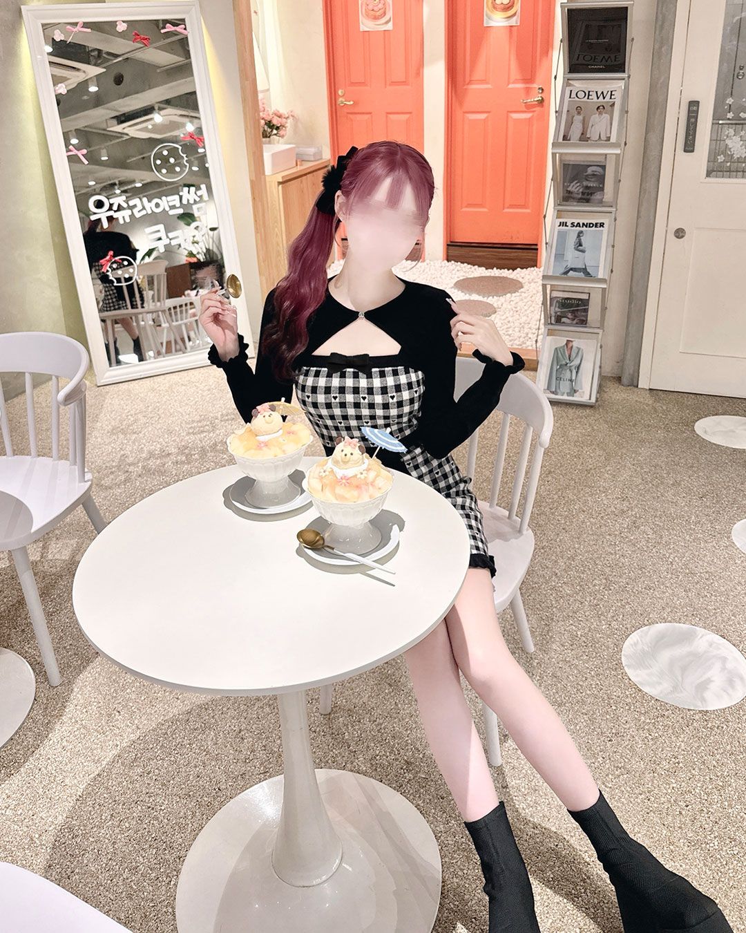 バックリボン×ギンガムハートアンサンブルワンピース ブラック