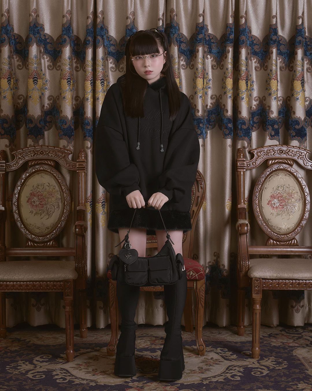 ファートリミングビックパーカー ブラック | ファッション通販