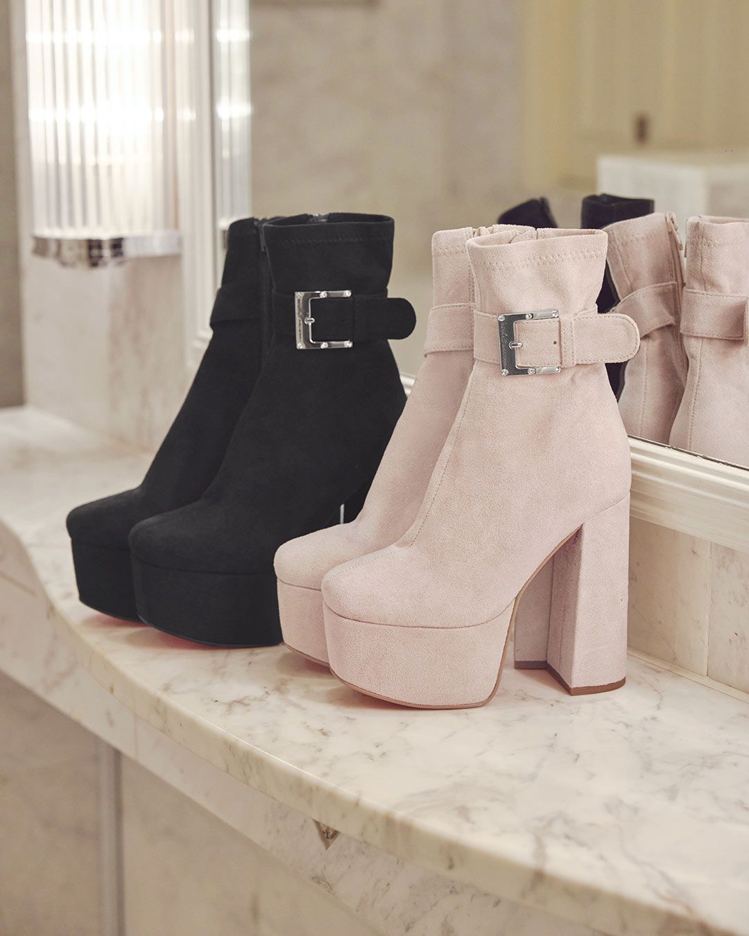 盛れる♡バックルショートブーツ13cm ベージュ | ファッション通販