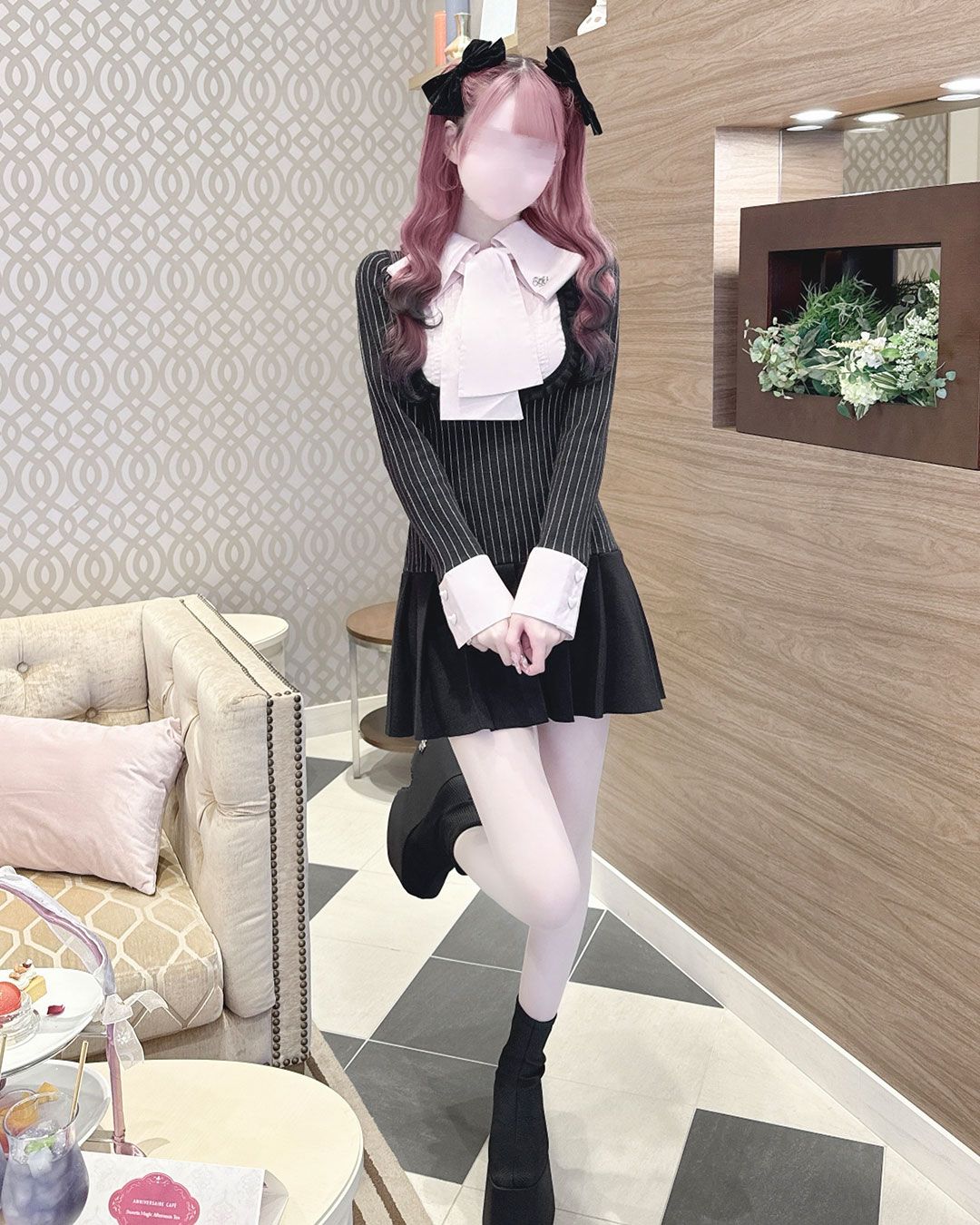 リボンブラウスドッキングワンピース ピンク | ファッション通販