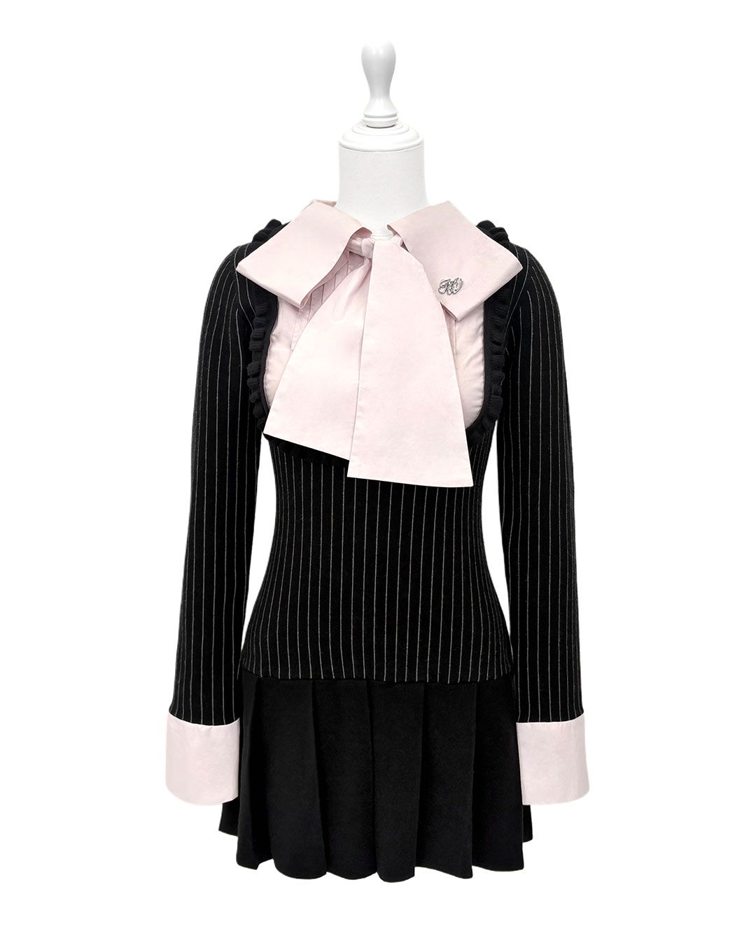 リボンブラウスドッキングワンピース ピンク | ファッション通販