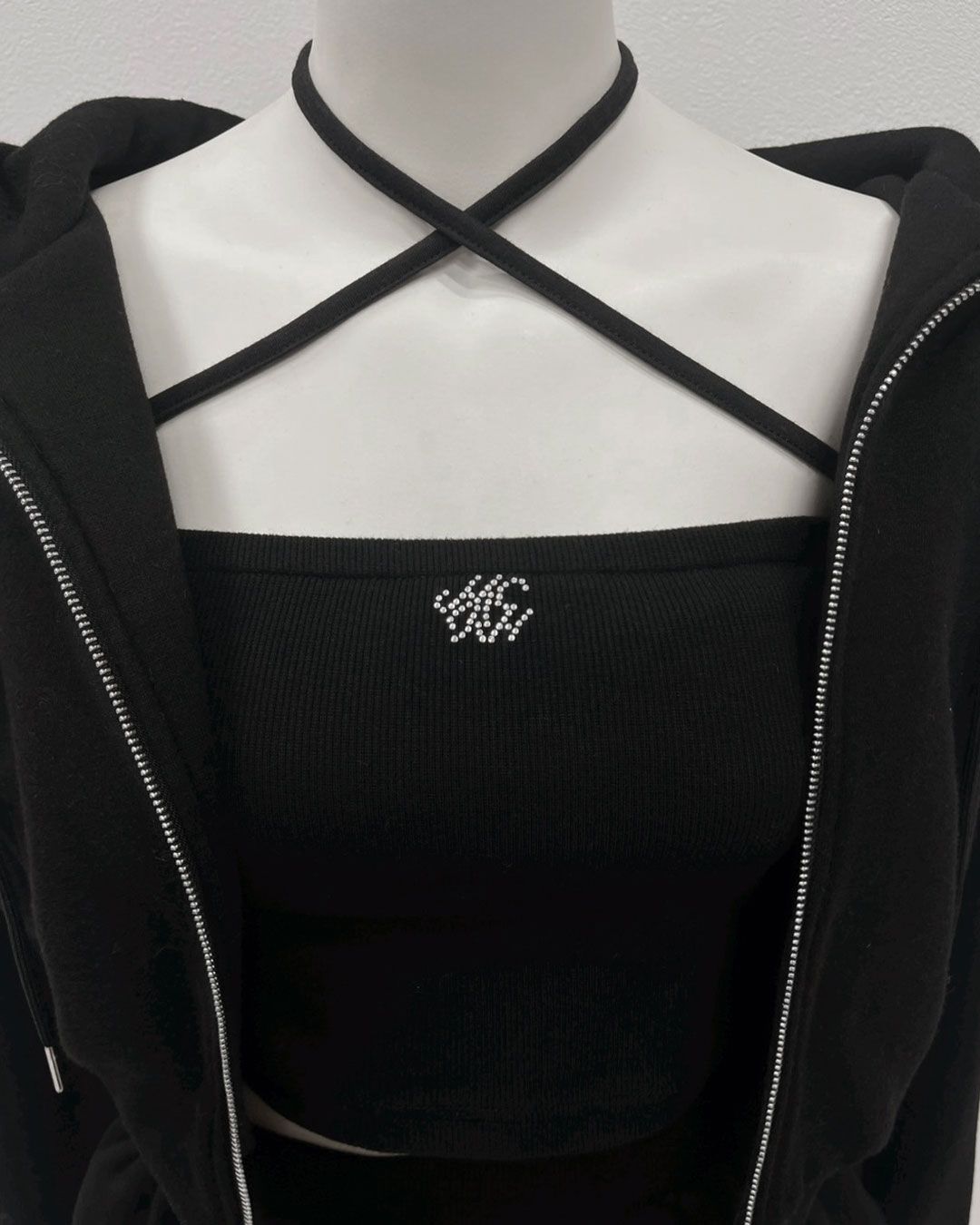 レースティアードセットアップ3点セット チャコールグレー