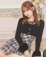 michellMacaron ボレロsetチェックプリーツワンピ XS ボレロsetチェックプリーツワンピ ブラウン | ファッション通販