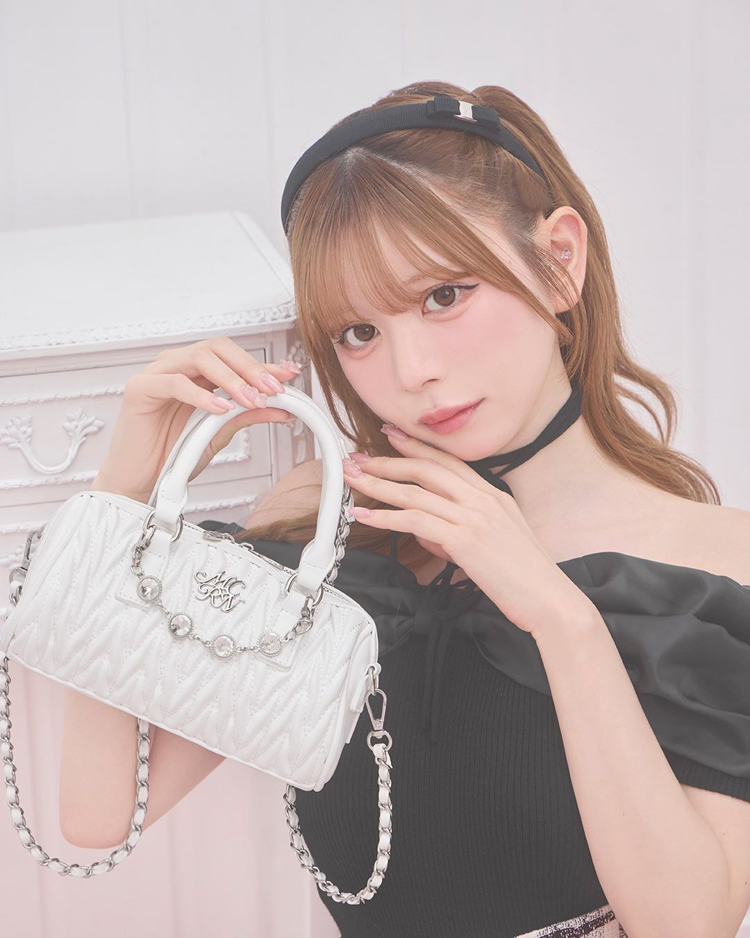 ビジューキルティングミニボストン ピンク | ファッション通販