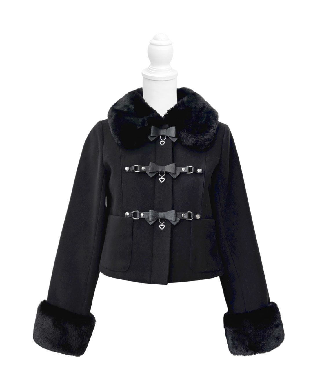 ベルトリボンショートコート ブラック | ファッション通販＆メディア