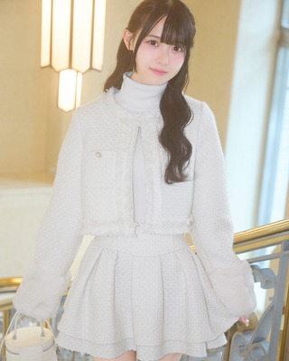 ミシェルマカロン　フーディーボアショートブルゾン　XS フーディーボアショートブルゾン オフホワイト | ファッション通販