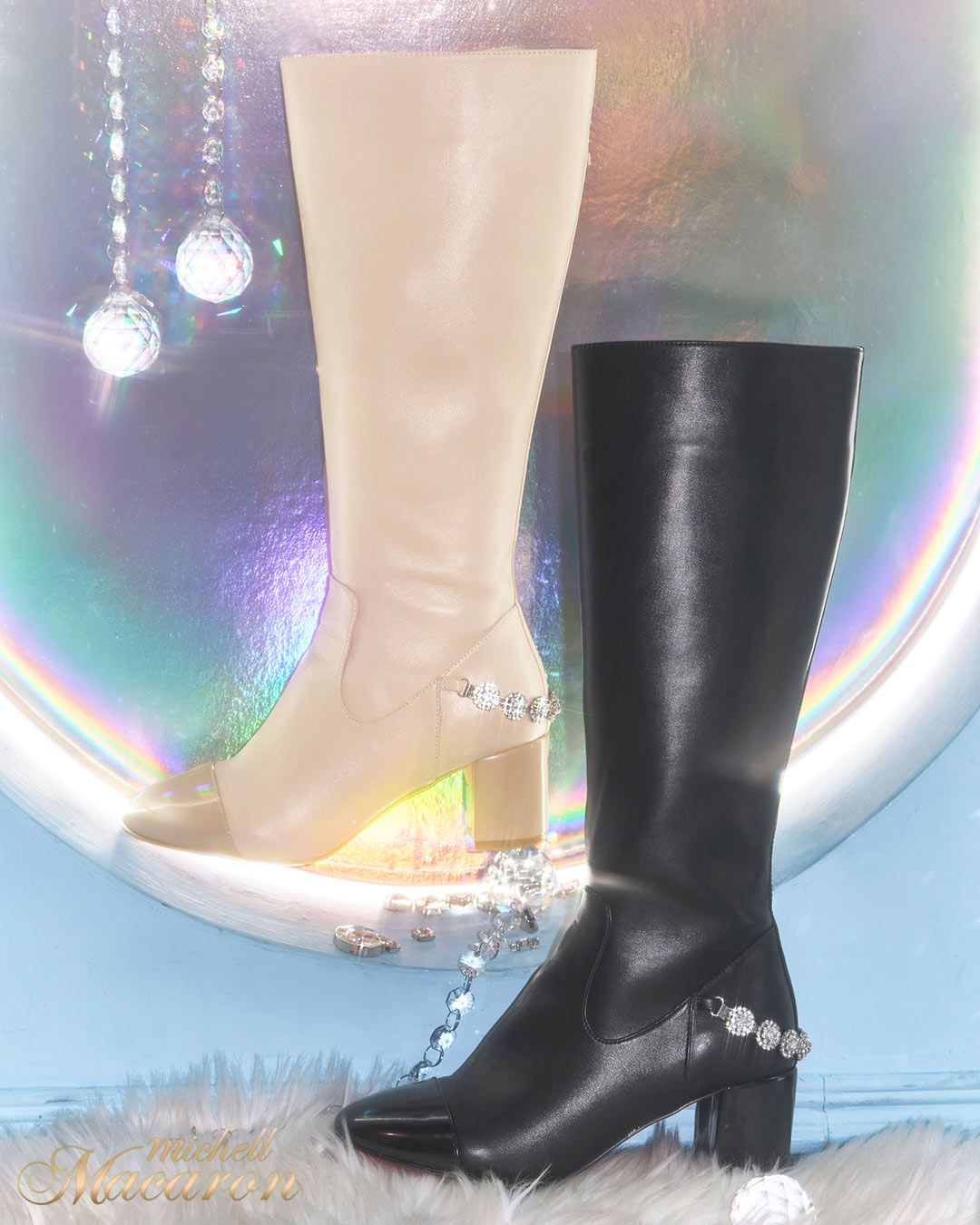 ミシェルマカロン ロングブーツ 厚底ストレッチロングブーツ ブラック | ファッション通販