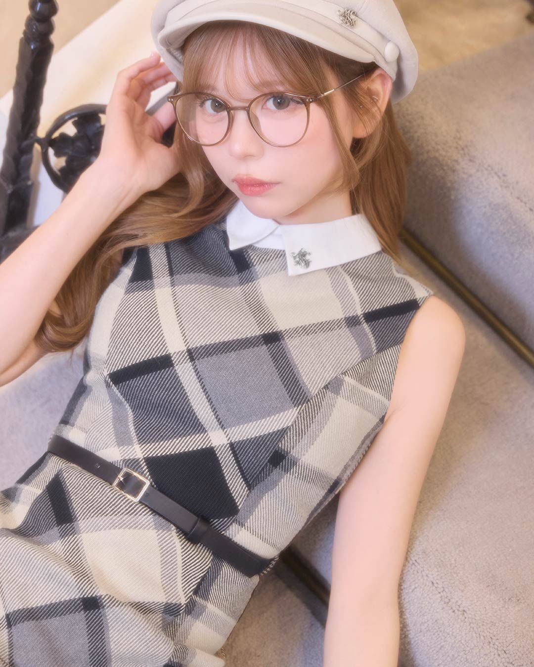 チェックプリーツベルトワンピース ブラック | ファッション通販
