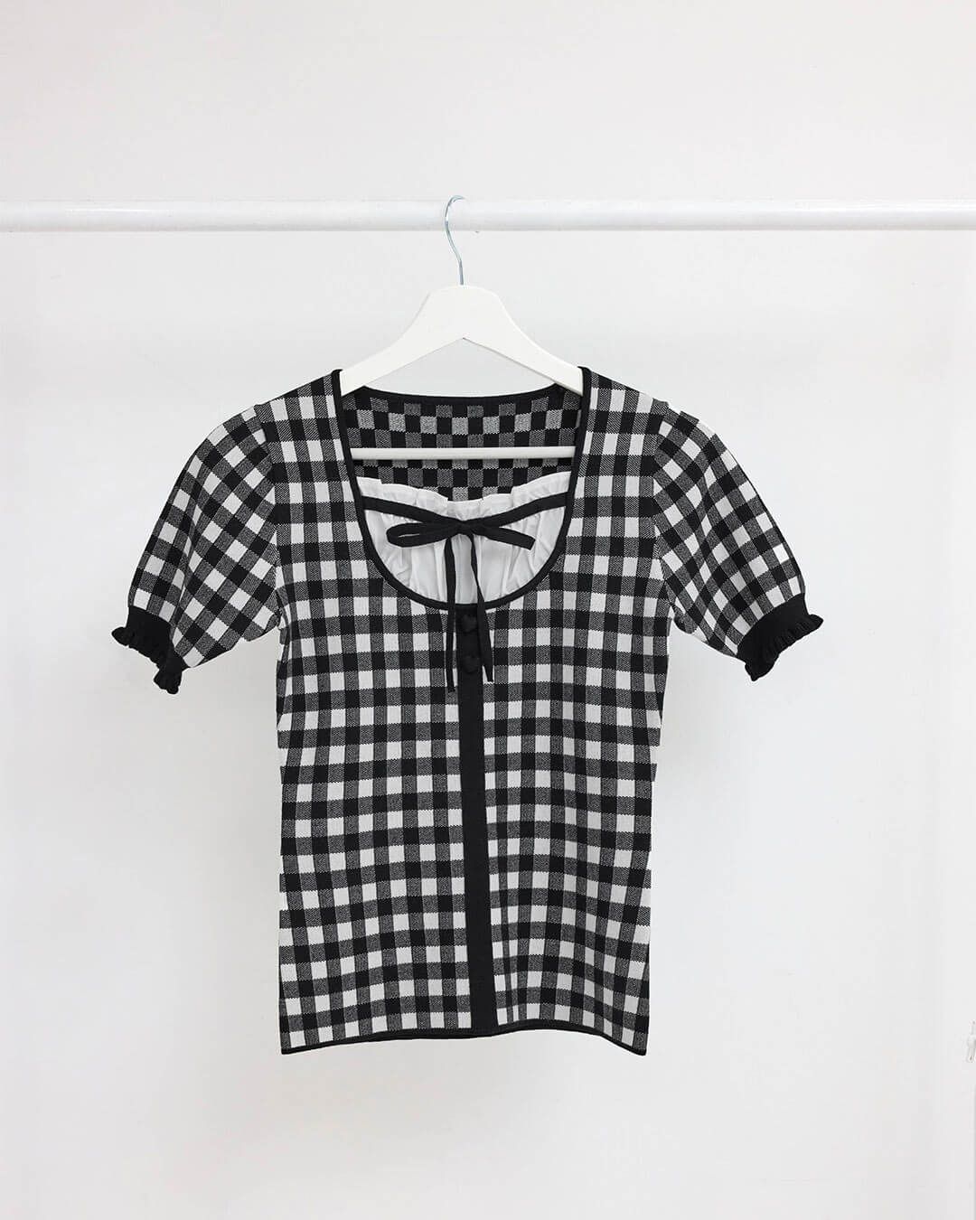 ギンガムチェックトップス ブラック | ファッション通販＆メディア