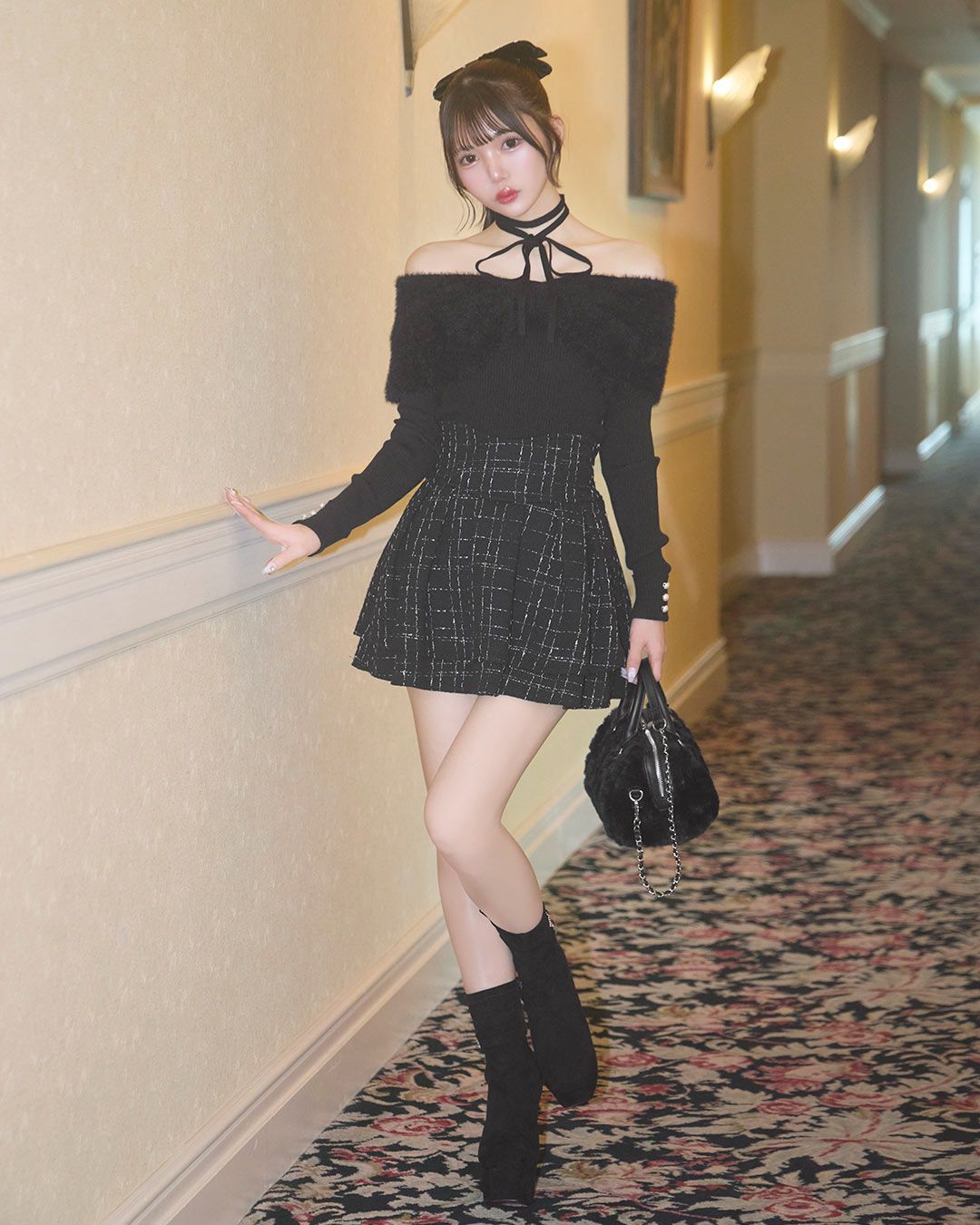 あざとオフショルリボンニット ブラック | ファッション通販＆メディア