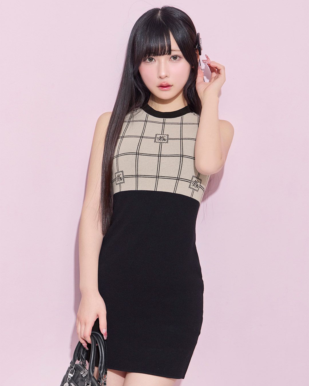 ロゴニットミニワンピース ブラック | ファッション通販