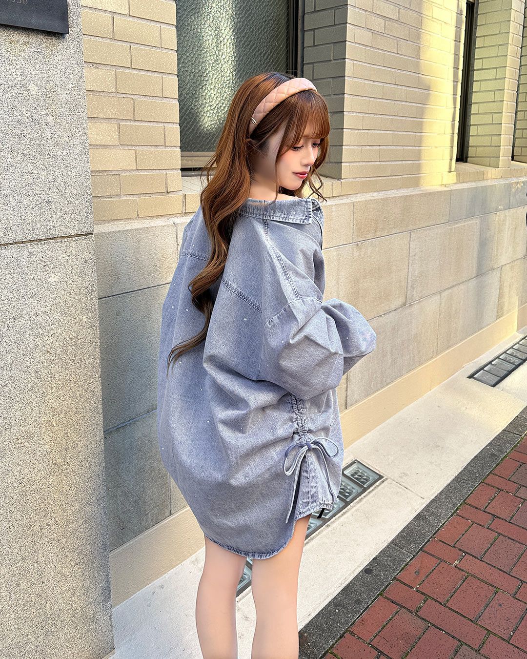ラインストーンデニムシャツ ライトブルー | ファッション通販