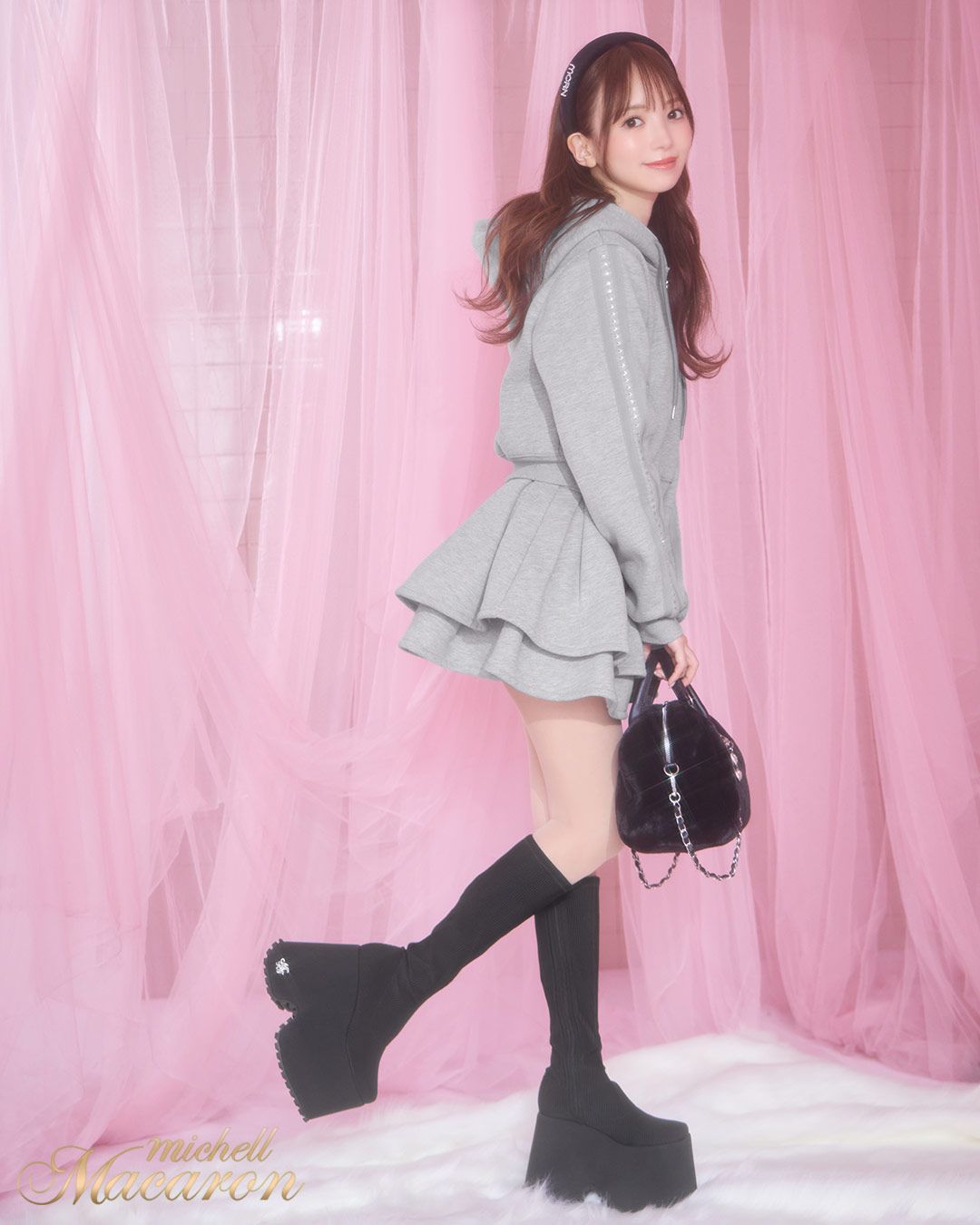 厚底ストレッチロングブーツ ブラック | ファッション通販