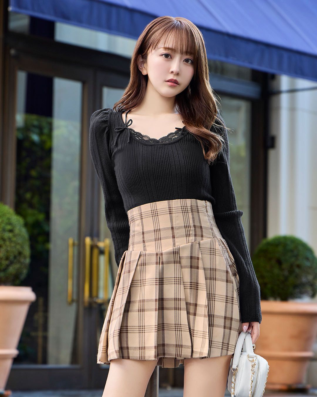 チェックコルセットスカート(インナーパンツ付き) ブラック