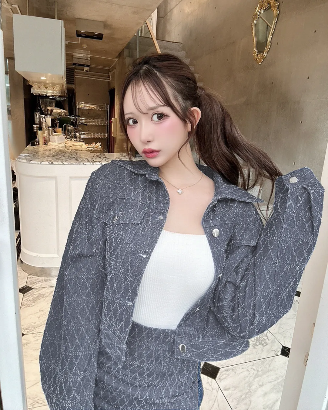 ゆかりさん専用デニムブルゾン&デニムマーメイドスカート2点セット デニムスカートセットアップ ブルー | ファッション通販